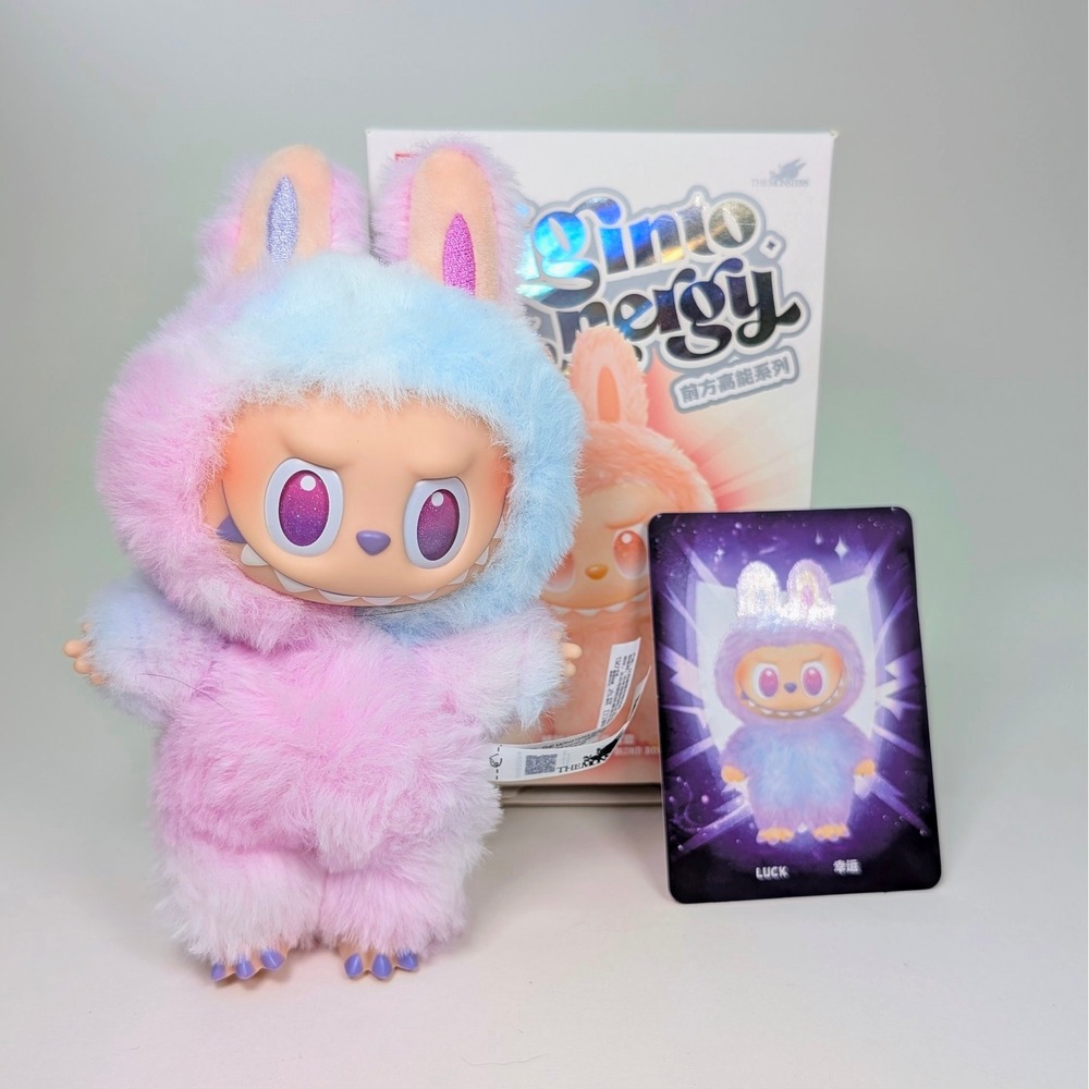 Pop Mart The Monsters Big Intero Energy Luck Labubu Plush Doll Pendant Open Box